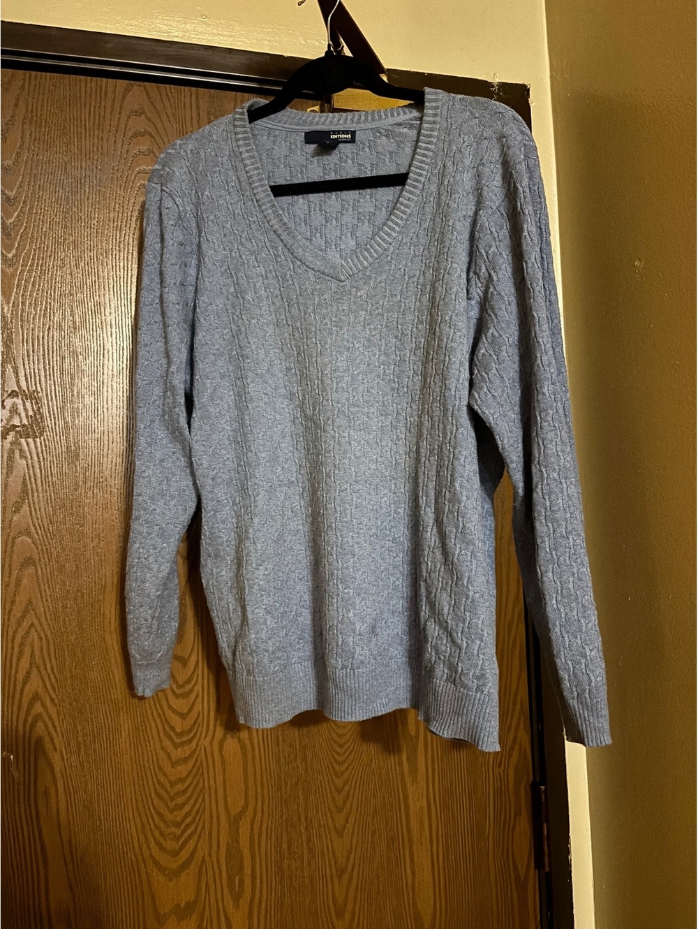 Vintage Light Blue Knit Oversized Cotton Blend Sweater- Size XL